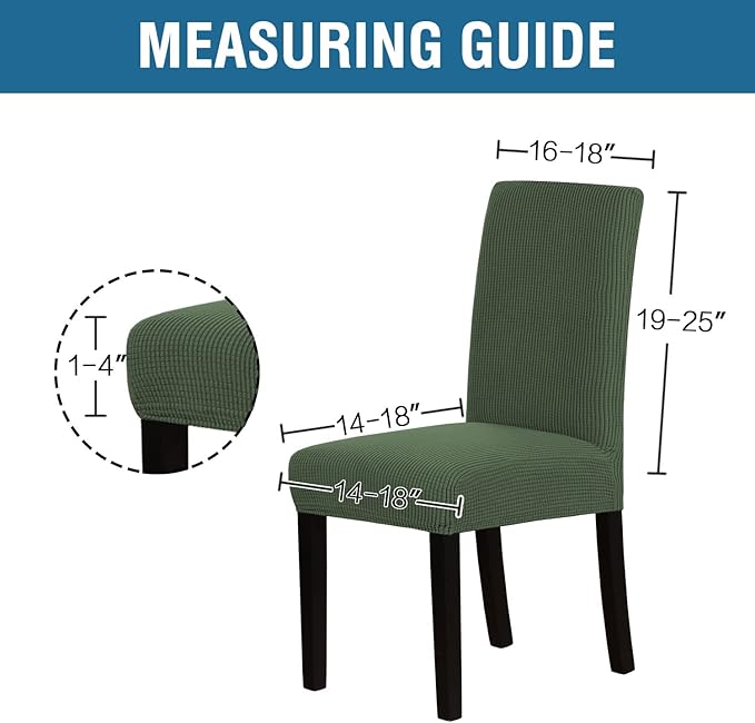 H.VERSAILTEX Stretch Dining Chair Covers Set of 4 Chair Covers for Dining Room Parsons Chair Slipcover Chair Protectors Covers Dining, Feature Textured Checked Jacquard Fabric, Bronze Green