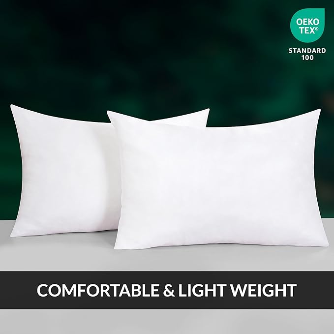 ROYALE LINENS 12 x 16 Pillow Insert - Down Alternative Throw Pillows Insert - Rectangle Pillow Pack of 2 White - Bed & Couch Pillows - Inner Cushion for Bed, Cushion for Living Room - Shams Stuffer