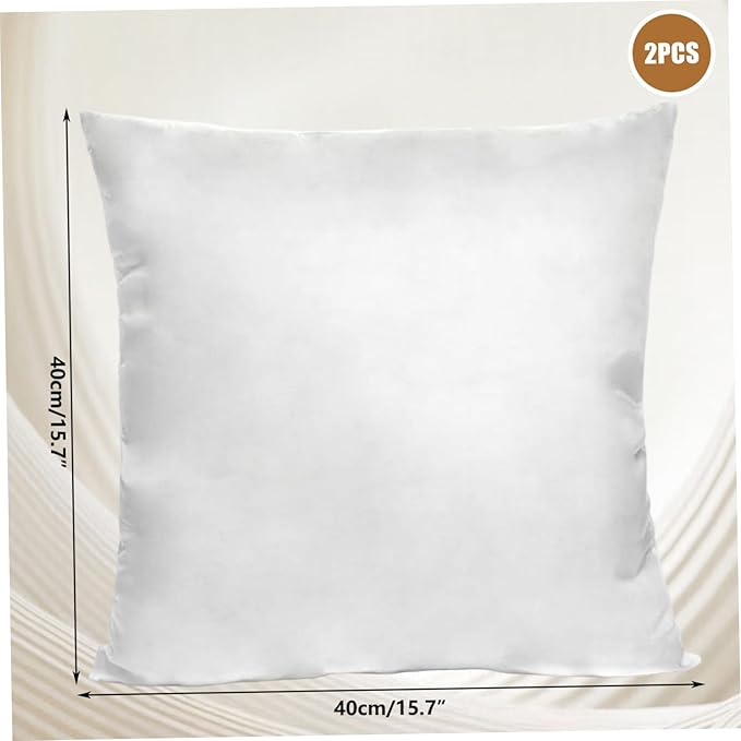 NIDONE 15x15 Pillow Inserts Set of 2, Soft & Breathable Throw Pillow Inserts with Zipper Closure Washable and Lightweight for Cushion Bed Couch Sofa