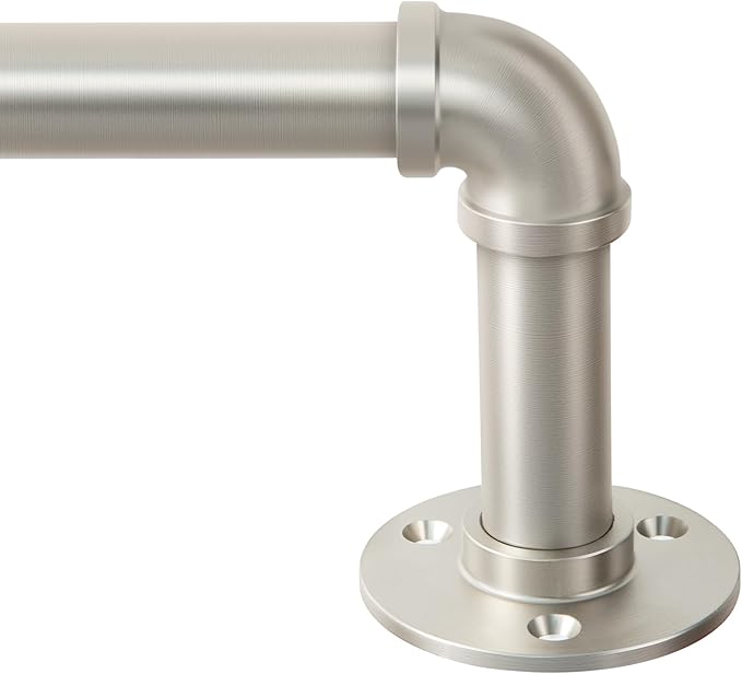 Zeerobee Curtain Rods for Windows 144 to 168, 1 Inch Industrial Wrap Around Curtain Rod, Indoor/Outdoor Room Divider Adjustable Drapery Pole, 144"-168", Brushed Nickel