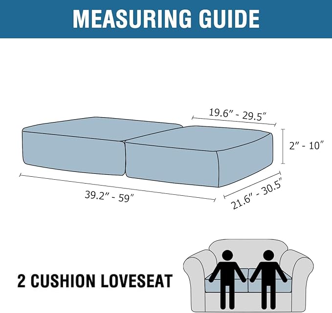 H.VERSAILTEX Velvet Stretch Couch Cushion Cover Plush Cushion Slipcover for Chair Loveseat Sofa Cushion Furniture Protector Seat Cushion Sofa Cover (2 Piece Medium Sofa Cushion Covers, Cream)