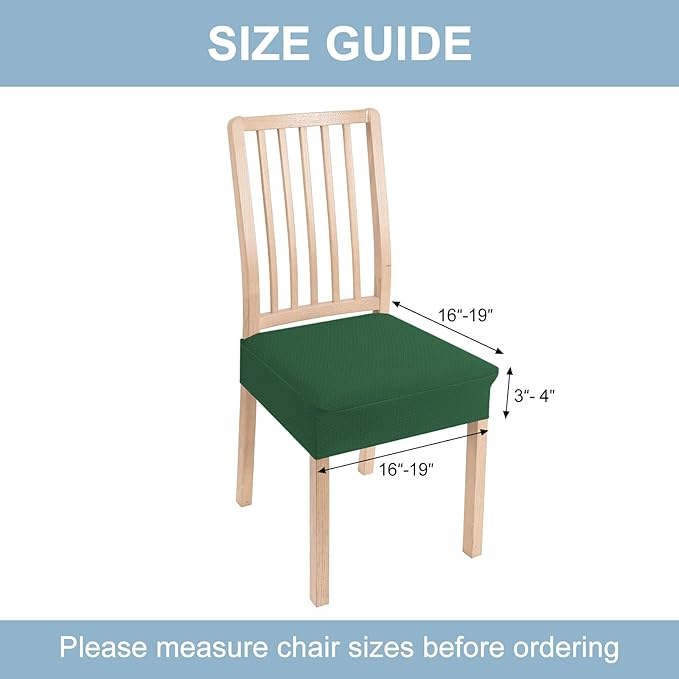 Smiry Stretch Jacquard Seat Covers for Dining Room Chairs Set of 6, Removable Washable Chair Seat Protector Slipcovers, No Rear Covers, Emerald Green