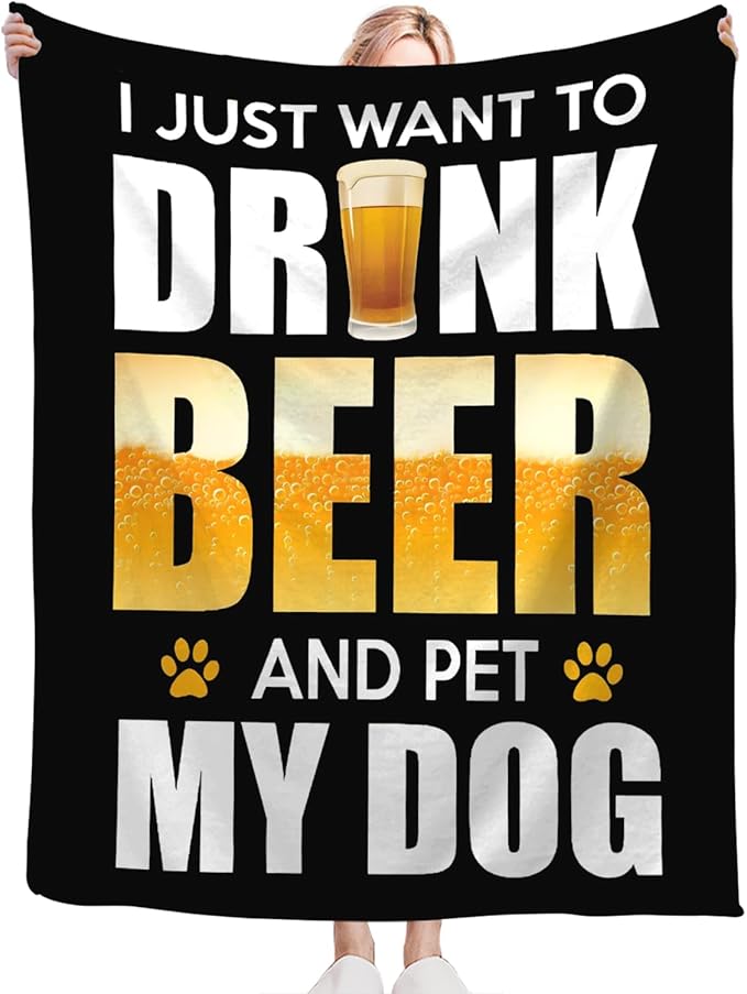 Tijuboni Beer Throw Blanket Beer Gifts for Men Women Adults Soft Flannel Fleece Blanket for Couch Sofa Bed Home Decor 60"x80"