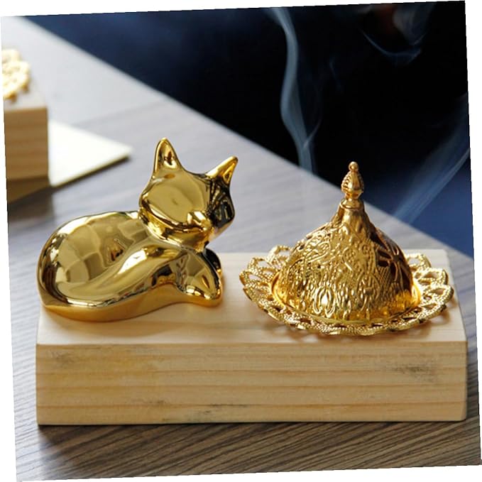 TEHAUX Minimalist Creative Wood and Metal Incense Burner Arabic Style Indoor Incense Holder and Stand for Aromatherapy Yoga Meditation Spa Home and Office Decoration