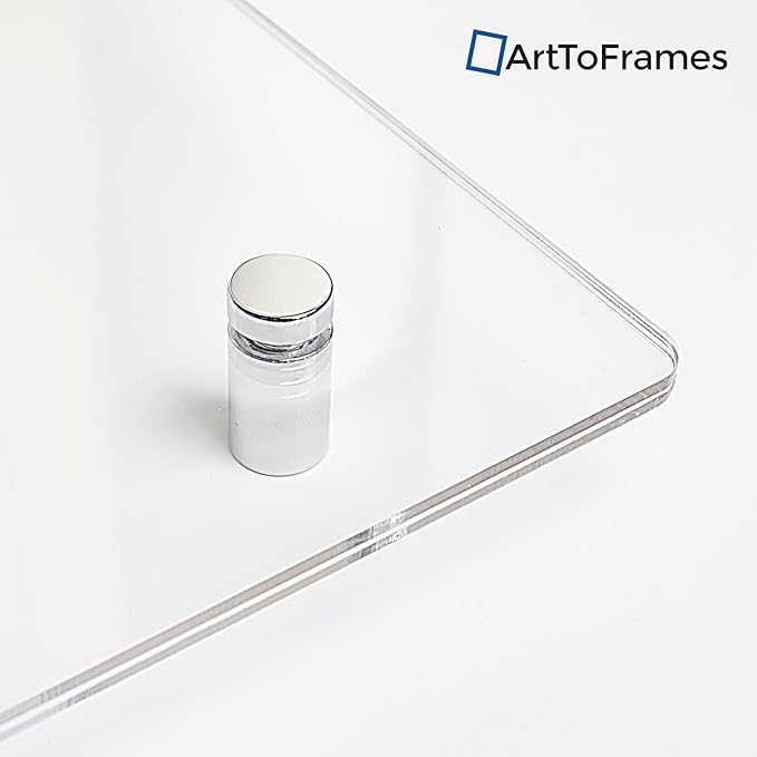 ArtToFrames Floating Acrylic Frame for Pictures Up to 8x10 inches (Full Frame is 12x14) with Chrome Standoff Wall Mount Hardware, Acrylic-109-8x10-69