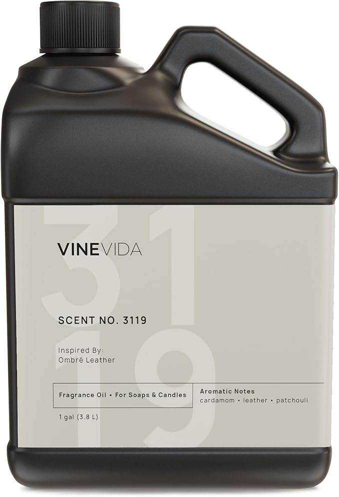 VINEVIDA Scent NO. 3119 Fragrance Oil - 1 Gallon (8lbs) - Inspired by: Ombré Leather Fragrance Oil for Candle Making - Made in USA Candle Scents Scents for Soap Making