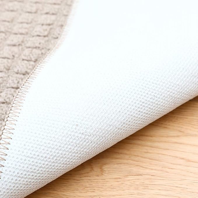 COSY HOMEER 32X20 Inch Anti Fatigue Kitchen Rug Mats are Made of 100% Polypropylene Half Round Rug Cushion Specialized in Anti Slippery and Machine Washable (32x20in Beige 1pc) …