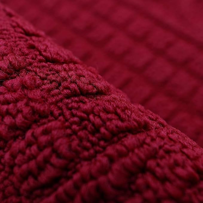 COSY HOMEER 32X20 Inch Anti Fatigue Kitchen Rug Mats are Made of 100% Polypropylene Half Round Rug Cushion Specialized in Anti Slippery and Machine Washable Burgundy (2 pcs)