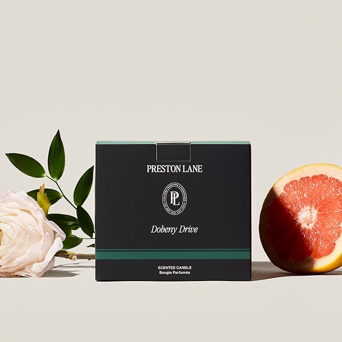 Preston Lane Luxury 3-Wick Scented Candle, Doheny Drive, 24 oz Hand-Poured in USA | Long Burn Time (40–50 Hrs), Vegan Soy Wax Blend, Decorative Ceramic Vessel, Fine Italian Fragrance