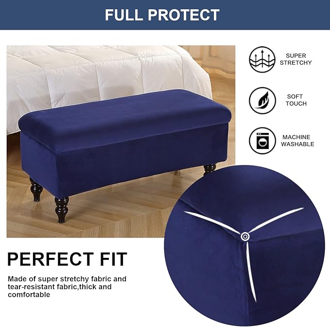 FUANGUI Ottoman Cover Stretch Storage Ottoman Bench Slipcover Printed Folding Storage Bench Ottoman Cover Footrest Stool Slipcover Footstool Protector Cover with Elastic Bottom