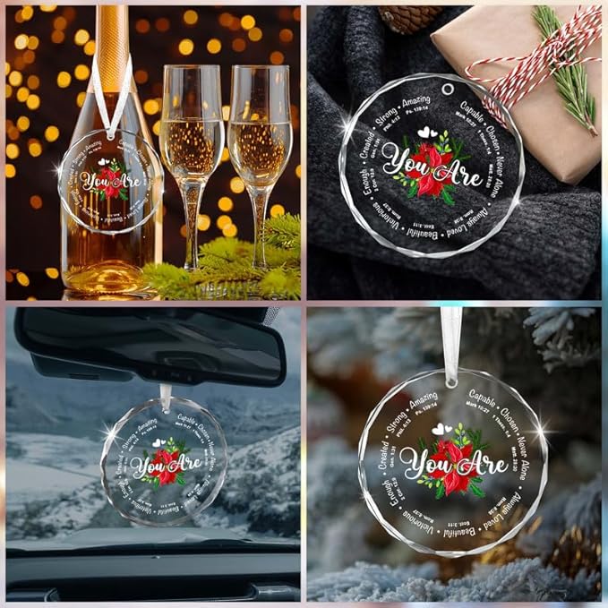 Christmas Christian Gifts for Women Men Faith - Glass Christmas Ornaments 2025 - Catholic Religious Spiritual Gifts for Women, Inspirational Motivational Gift, Stocking Stuffers Ornament