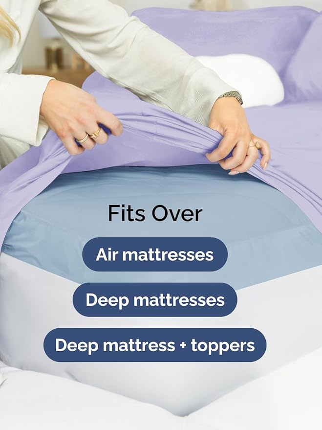 Extra Deep Cal King Sheet Set - 6 Piece Breathable and Cooling Sheets - Hotel Luxury Bed Sheets Set - Easy Fit - Soft, Wrinkle Free and Comfy Sheets Set - Lavender Sheet Set with Extra Deep Pockets