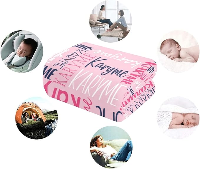 Personalized Blankets with Names Baby Gifts for Girls Boys Custom Soft Fleece and Sherpa Name Blanket for Kids and Adults Birthday for Daughter Son Granddaughter Grandson (Light Pink)
