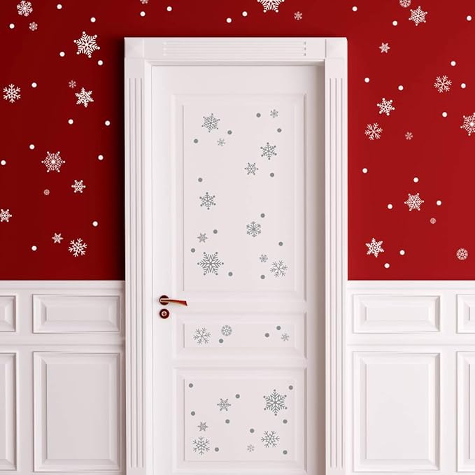 Paper Riot Co. Peel-and-Stick Assorted Snowflake Frozen Theme Holiday Vinyl Wall Decal Set, 186 Count