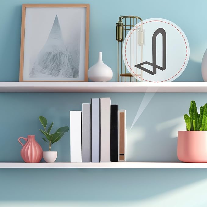 Chunful 6 Pcs Modern Metal Book Ends for Shelves Decorative Small Bookends Book Shelf Organizer Minimalist Design Stopper to Hold Books for Home Office (5.5 * 3.75 * 2.25inch,Gray)