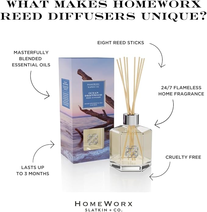 HomeWorx by SLATKIN + CO. Ocean Driftwood Reed Stick Diffuser