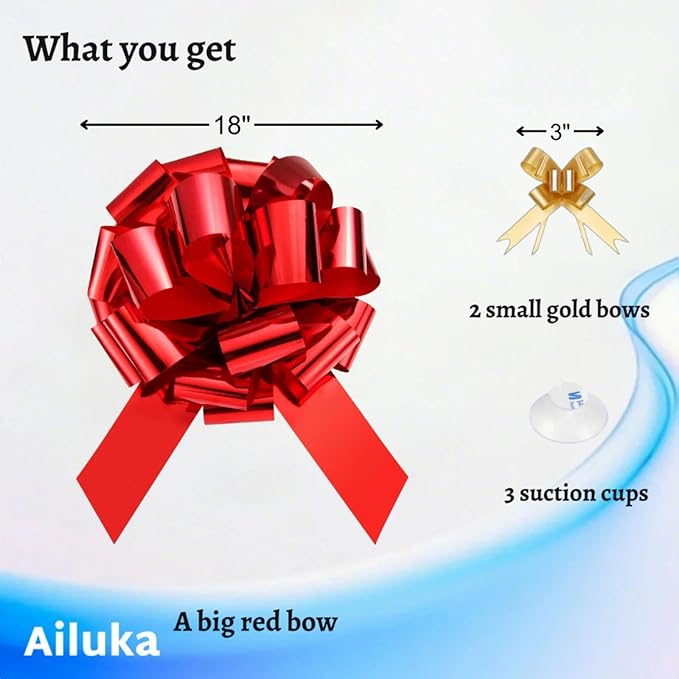 Big Car Bow(18 Inch, 1 Pack)- Red Bow for Cars, Presents, Bikes - Perfect for Christmas, Birthday, Graduations, Anniversaries, Parties & More