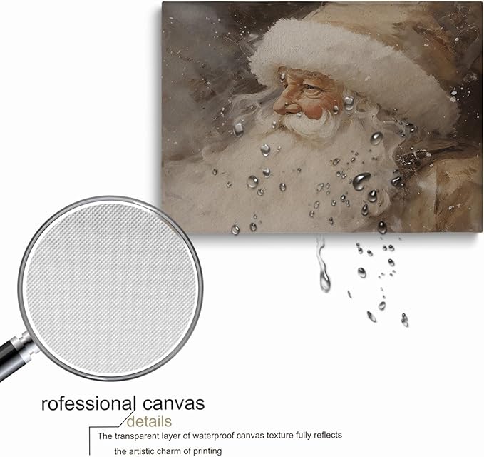 Neutral Rustic Santa, Vintage Christmas Print, 12x16inch Unframed - Perfect for Living Room, Office, and Holiday Decor