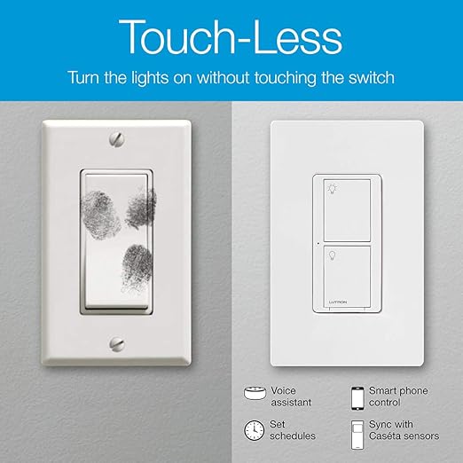 Lutron Caseta Original Smart Light Switch (Lutron Smart Hub Required), for Home, LED Lights, and Fans, 6 Amp, Single-Pole/3-Way, Neutral Required, PD-6ANS-IV, Ivory
