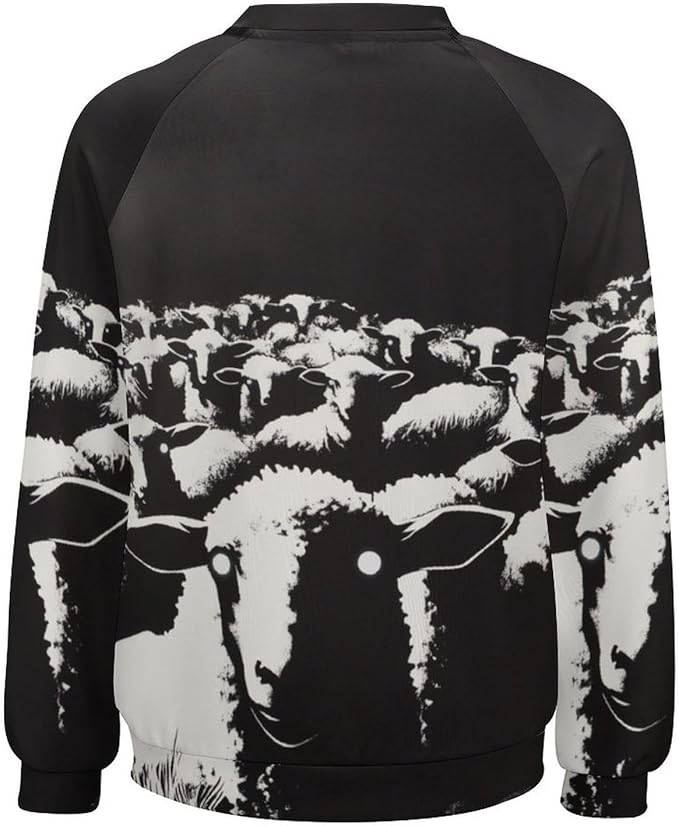 Halloween Sweatshirts for Women Funny and Spooky Print Crewneck Oversized Pullover Outdoor Lounge Fashion Sweater