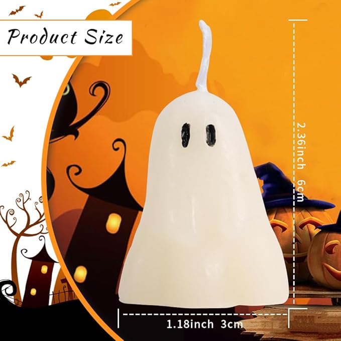 20 Pieces Ghost Candles, Halloween Decoration Candles, White Soy Wax Horror Spooky Tea Lights Candles Set Goth Gifts for Ghost Decor Fall Decor Halloween Party Home Bedroom Room Table Decorations