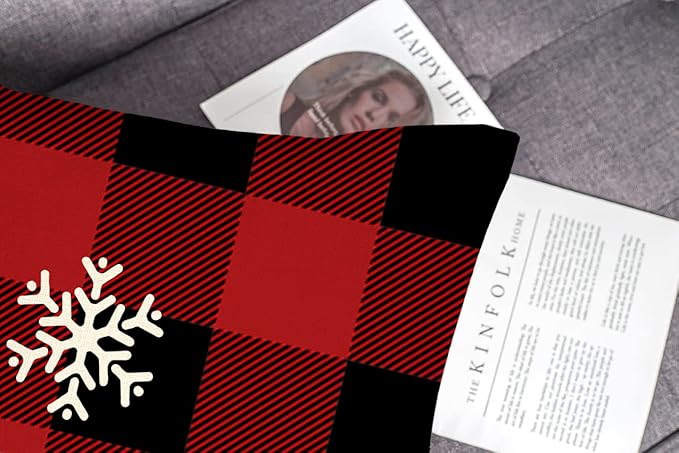 4TH Emotion Buffalo Check Christmas Pillow Covers 20x20 Set of 4 Red Black Farmhouse Christmas Decorations Winter Holiday Decor Throw Cushion Case for Home Couch S22C38-20