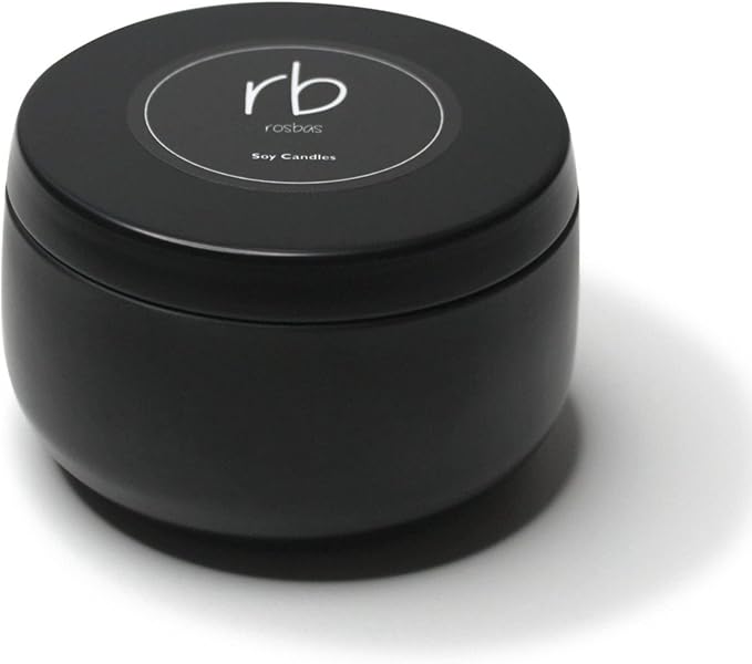 Rosbas Candle, Black Sea Scented, Natural Soy Wax, Black Metallic Tin, 6 oz, Cotton Wick, Long Burn Time, Drawstring Cotton Bag, Non-Toxic, Handmade in The USA