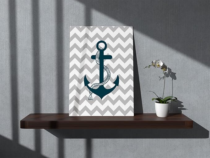 BXFAHZJ Boat Ship Anchor Wall Art Canvas Farmhouse Ocean Theme 11x14 Inch Prints Decor For Home Bedroom Living Room Coastal House Porch, Gift For Sea Lovers, Housewarming Gift