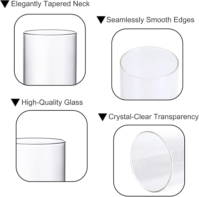 PHOSPHOR Hurricane Candle HoldersFor Pillar Candle Clear Glass Cylinder Centerpieces Vases Table Decoration Centerpiece Floral Room Decor Clear Seeded Bubbles Living Dining Kitchen 6 Pieces