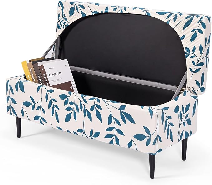FUANGUI Ottoman Cover Stretch Storage Ottoman Bench Slipcover Printed Folding Storage Bench Ottoman Cover Footrest Stool Slipcover Footstool Protector Cover with Elastic Bottom, Large,81
