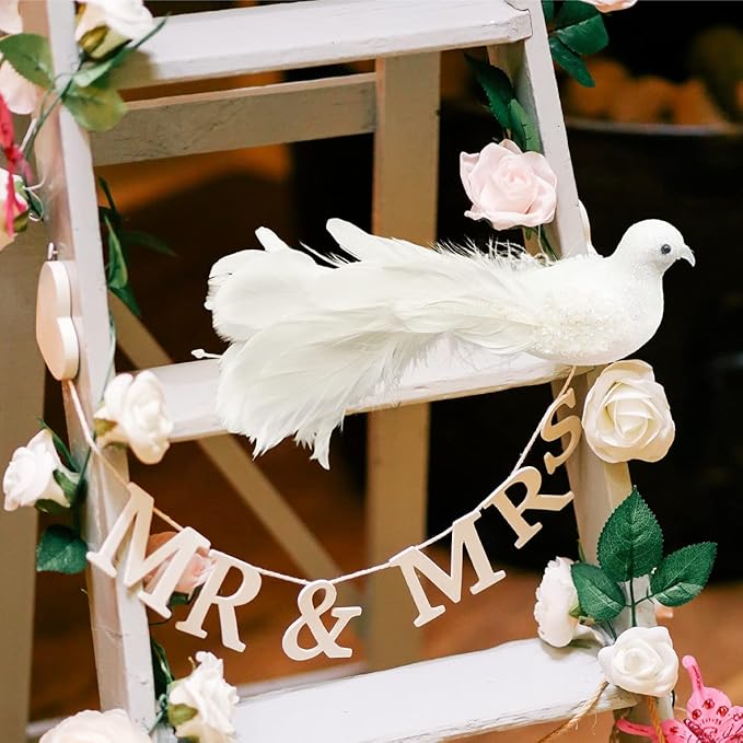 Yolococa White Birds Chirstmas Tree Decoration Bird, 10x2x3 inches, 2pcs