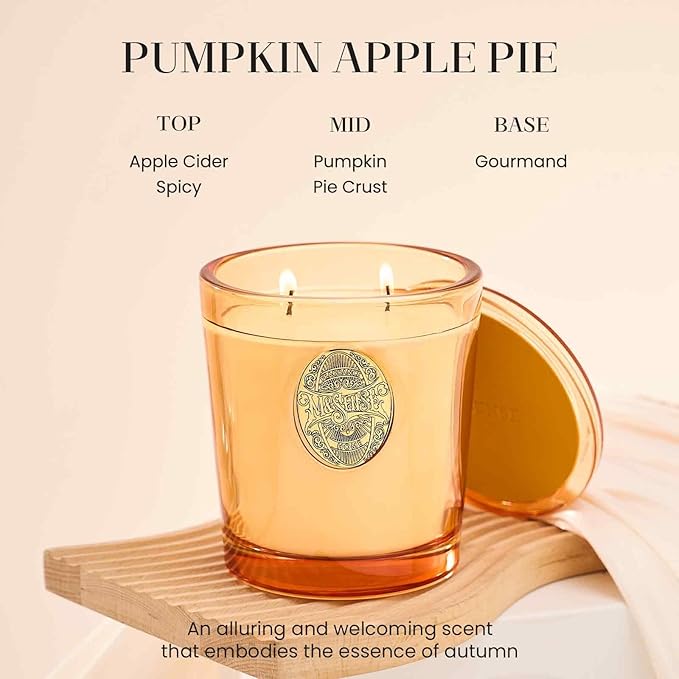 M&SENSE Large Two-Wick Soy Candle | Pumpkin Apple Pie & Orange | 19.8 oz, 120H Burn Time | Luxury Scented Candle for Relaxation, Gifting, Home Décor | Ideal for Bedroom, Office, Party Ambiance
