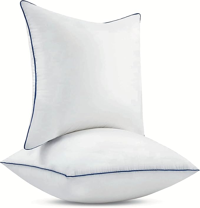 20x20 Inch Pillow Inserts Set of 2-100% Cotton Cover, Square Decorative Throw Pillows for Couch, Sofa, Chair, or Bed (2 Pack, 20x20 Inch)