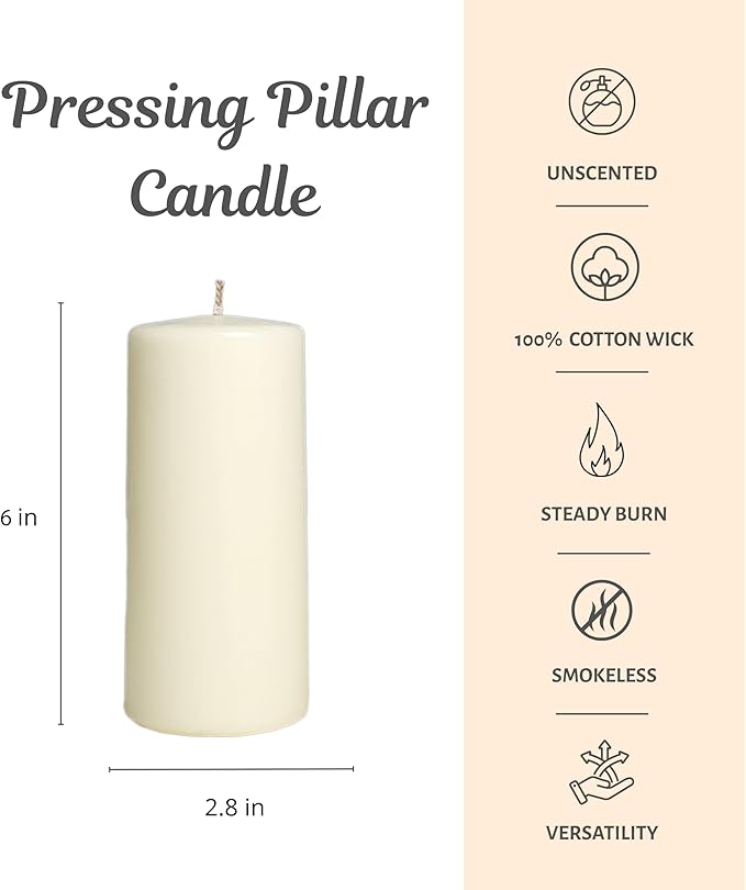 CW Studio 12 Pack 2.8x6 Inch Ivory Unscented Pillar Candles – Long 70 Hour Burn, Smokeless & Dripless – Premium Wax with Cotton Wick – Perfect for Weddings, Events, Home, Rustic & Elegant Décor