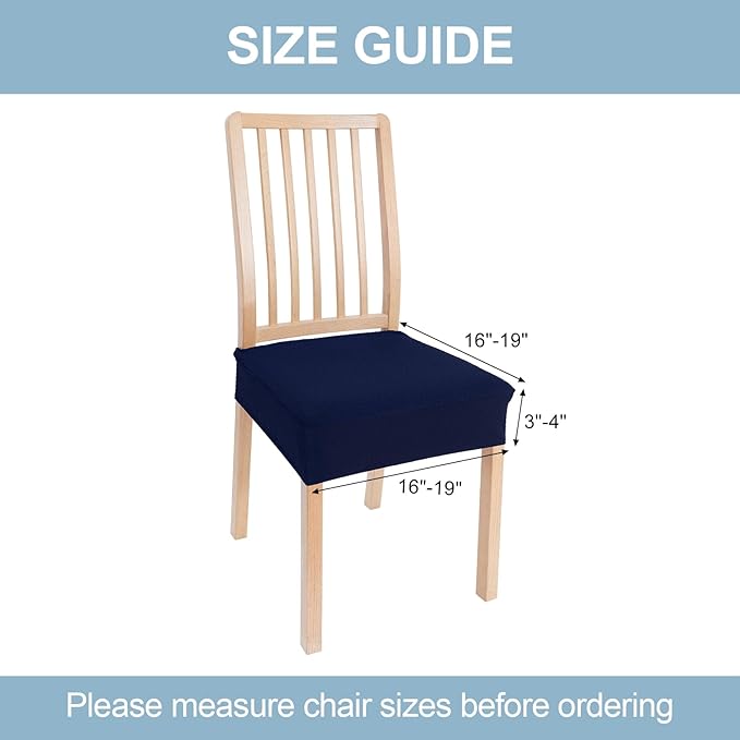 Smiry Stretch Jacquard Seat Covers for Dining Room Chairs Set of 8, Removable Washable Chair Seat Protector Slipcovers, No Rear Covers, Federal Blue