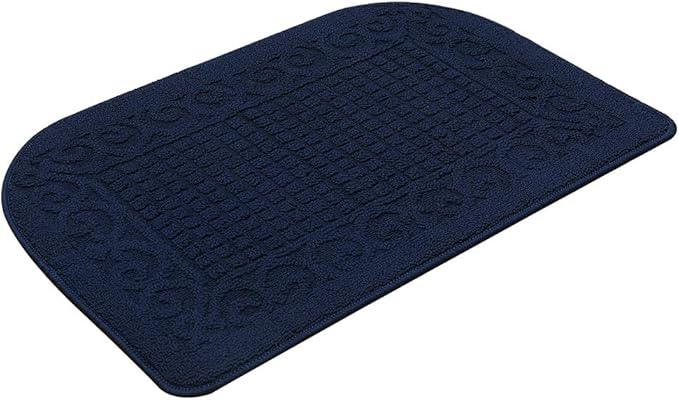 COSY HOMEER 39X20inch Anti Fatigue Kitchen Rug Mats are Made of 100% Polypropylene Half Round Rug Cushion Specialized in Anti Slippery and Machine Washable,Navy