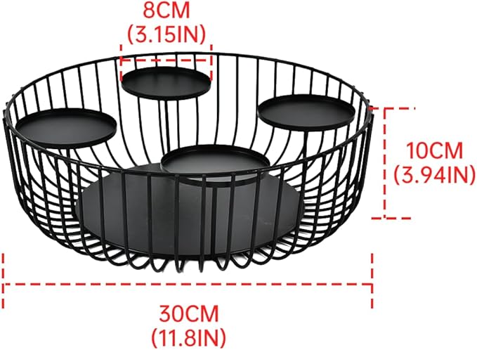Candlestick Holder Matte Black Candle Holder 4-Tray for Pillar Candle for Fireplace Mantel Dinning Table Home Decorations