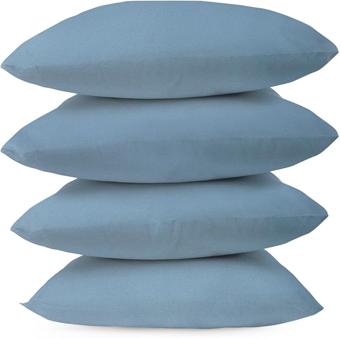Covers & All Premium Square Throw Pillow Inserts with Covers Set of 4, 28 x 28 Inches Sky Blue, Decorative Cushions for Couch Sofa Home Decor Office Travel UV Resistant Waterproof Soft Cushions