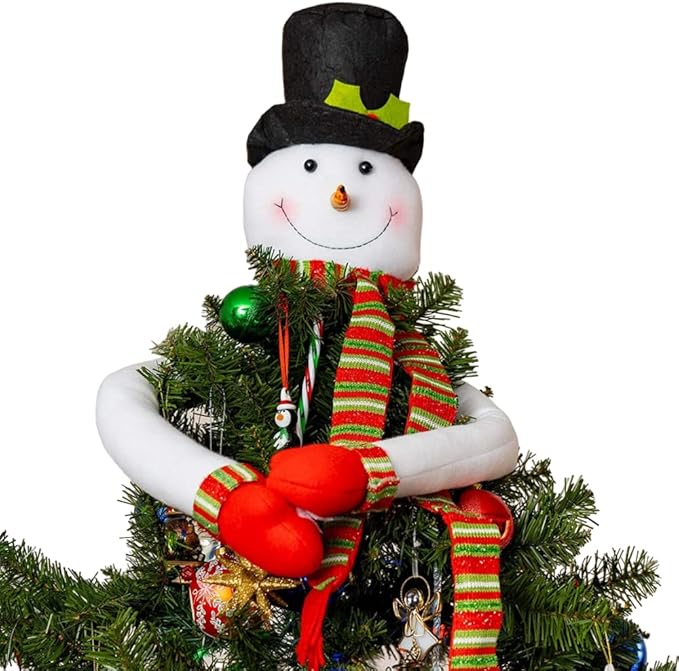 Ornativity Snowman Christmas Tree Hugger - Xmas Holiday Tree Top Winter Snow Man Topper Ornament Decoration for Christmas Tree