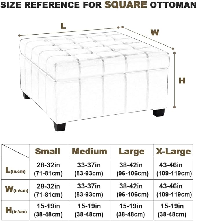 Levoberg Waterproof Square Ottoman Cover Large Square Folding Storage Ottoman Bench Slipcovers Footrest Stool Covers Oversized Ottoman Coffee Table Covers Cube with Elastic Bottom S Coffee