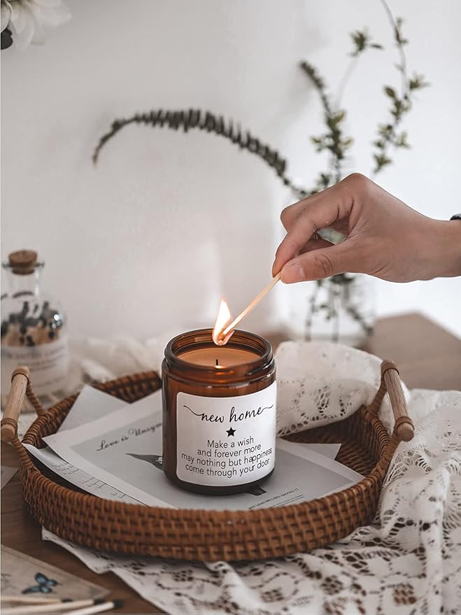 Housewarming Gifts, New Home Candle,Christmas Gifts for Women,House Warming Gift for Women and Men,Gift for Home Buyers, New Homeowner,Sandalwood & Rose Scented Candle,7oz