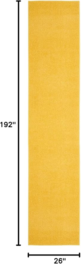 Nourison Home Essentials Solid Indoor/Outdoor Yellow 2'2" x 16 Area Rug, Easy Cleaning, Non Shedding, Bed Room, Living Room, Dining Room, Deck, Patio, Backyard (2x16)