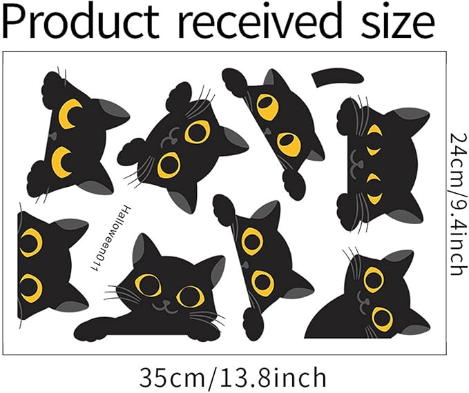 Black Cat Wall Decals Stickers – Peekaboo Cats Art for Kids Room, Nursery, Bedroom, Living Room, Laptop, Fridge, DIY Removable Vinyl Wall Decorations