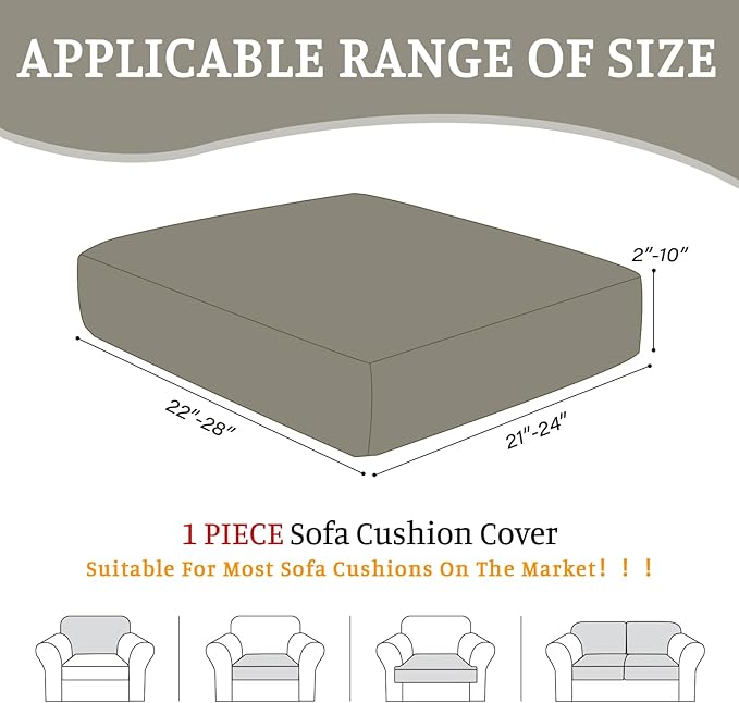 Sectional Couch Covers for Sofa Cushion L Shaped Couch Cover Washable Soft Couch Cushion Covers Stretch Sofa Slipcovers(1-Piece for Sofa Seat or Backrest, Taupe)