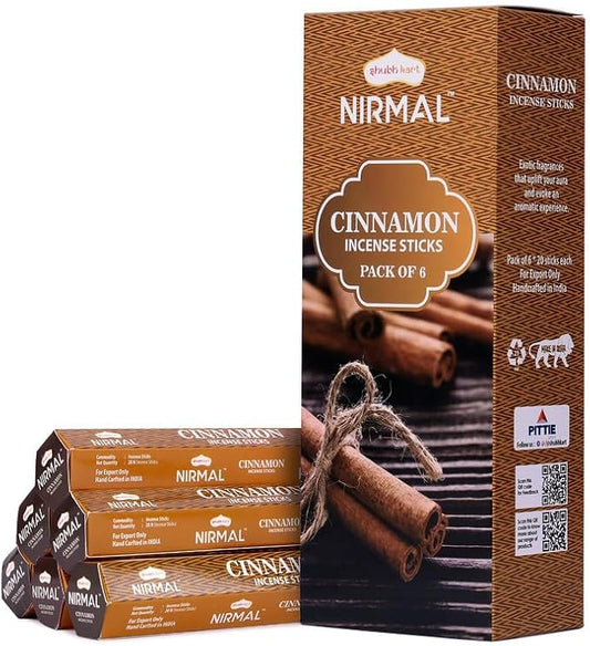 Shubhkart Hexa Cinnamon Incense Sticks, Pack of 6 (120 Sticks). Warm, Spicy & Energizing Aroma. Ideal for Meditation, Focus, Yoga & Creating a Cozy Home Ambiance