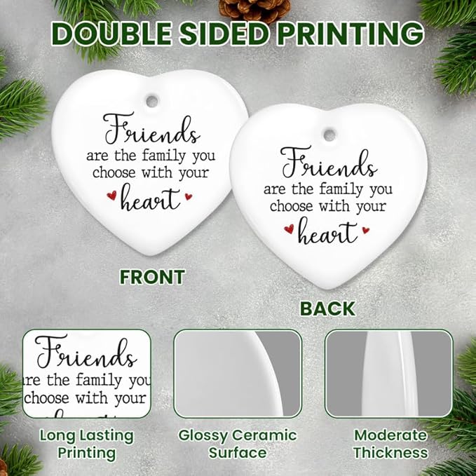 GEEMBI Christmas Friendship Gifts for Women Friends - Ceramic Christmas Ornaments 2025 for Tree Decorations - Friend Gifts for Women, Friend Gift for Xmas Decorations, Inspirational Gift for Friends