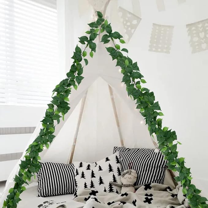 3 Strands Artificial Vines Kit, 71" Silk Eucalyptus Ivy Garland Green Leaves Natural Odorless, Fake Greenery Hanging Plants Decoration for Home, Bedroom, Wall, Party, Wedding Decor