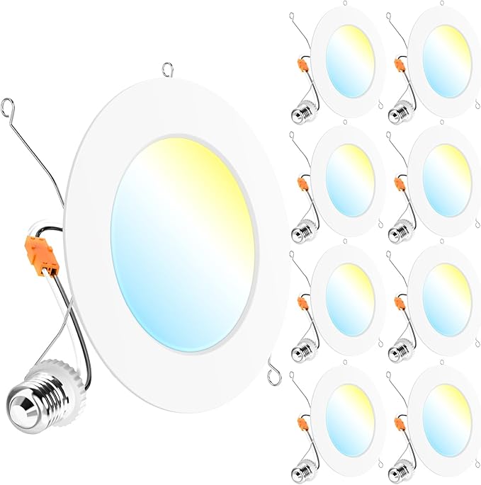 Sunco 8 Pack 5CCT LED Recessed Lighting 6 Inch, 1200 LM High Brightness, Ultra Thin Flat Can Lights, 2700K/3000K/4000K/5000K/6000K Selectable, Dimmable, 15W, Retrofit Installation - UL Listed.
