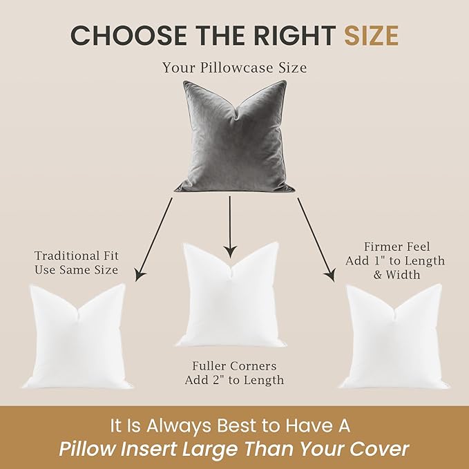 BHZ Throw Pillows 12x20 Euro Pillow Inserts Set of 2, Down Feather Alternative Pillow Inserts, Decorative Soft Large Square White Throw Pillows Insert for Couch Bed Dorm Sofa with Cotton Cover