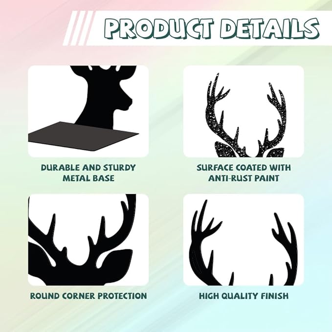 Peacoblue Metal Bookends for Shelves, Modern Decorative Heavy Duty Study Book Support Stoppers for Office, Desk, Shelf, Room 5.3"x4.3"x7.9" Cast Iron Simple Tall Bookends, 1 Pair (Deer Head)